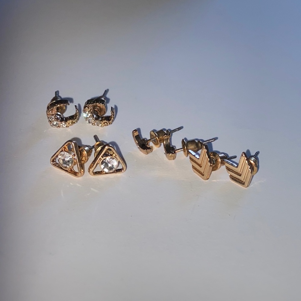4 pair faux gold earrings